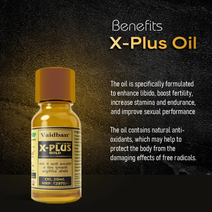 X Plus Gold Oil - Pure Ayurvedic Massage Oil For Men - 20ml